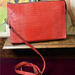 Claudia Firenze semi deep orange Leather Bag